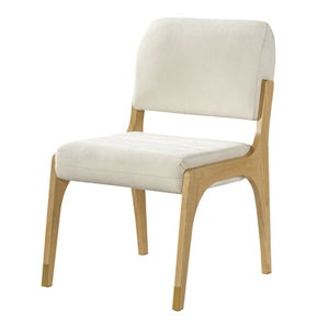 English Elm Mid-Century Upholstered Rubberwood Dining Chair Set with Gold Leg Caps and Splayed Base Beige+Natural N768P489282N
