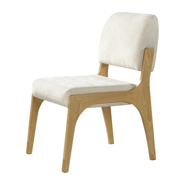 English Elm Mid-Century Upholstered Rubberwood Dining Chair Set with Gold Leg Caps and Splayed Base Beige+Natural N768P489282N