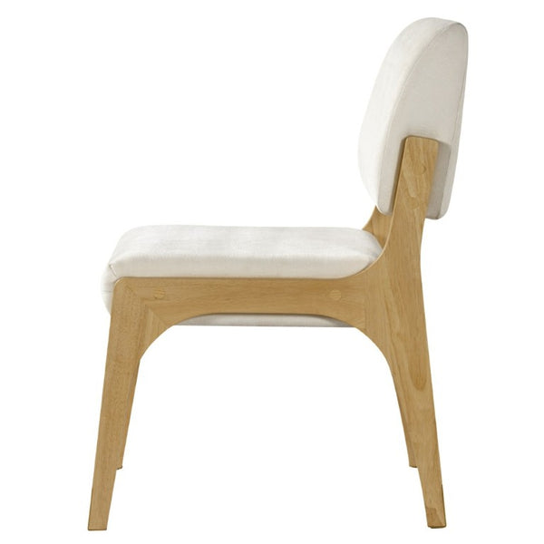 English Elm Mid-Century Upholstered Rubberwood Dining Chair Set with Gold Leg Caps and Splayed Base Beige+Natural N768P489282N