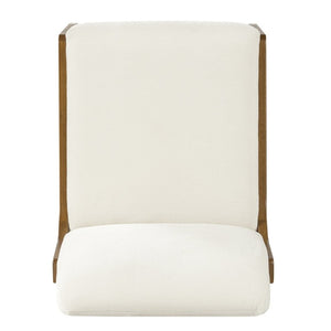 English Elm Mid-Century Upholstered Rubberwood Dining Chair Set with Gold Leg Caps and Splayed Base Beige+Walnut N768P489282W