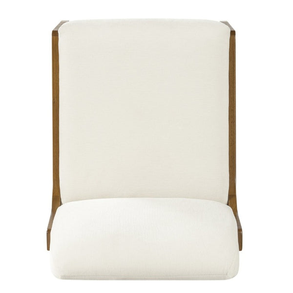 English Elm Mid-Century Upholstered Rubberwood Dining Chair Set with Gold Leg Caps and Splayed Base Beige+Walnut N768P489282W