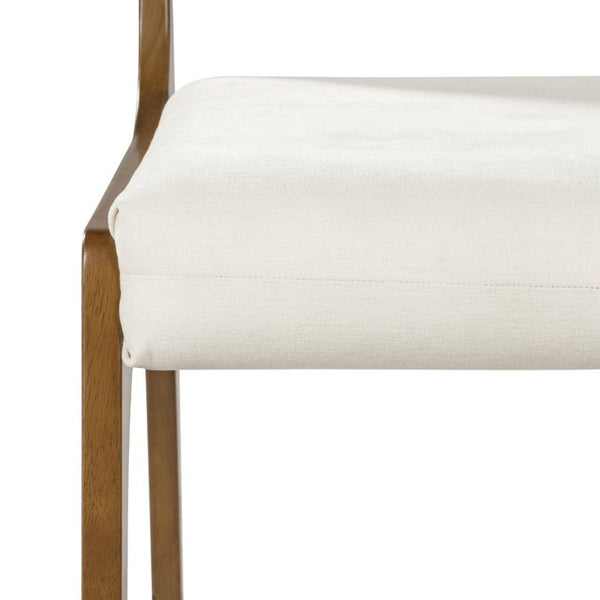 English Elm Mid-Century Upholstered Rubberwood Dining Chair Set with Gold Leg Caps and Splayed Base Beige+Walnut N768P489282W