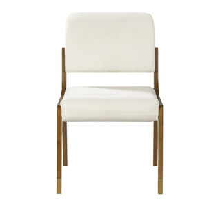 English Elm Mid-Century Upholstered Rubberwood Dining Chair Set with Gold Leg Caps and Splayed Base Beige+Walnut N768P489282W