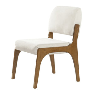 English Elm Mid-Century Upholstered Rubberwood Dining Chair Set with Gold Leg Caps and Splayed Base Beige+Walnut N768P489282W