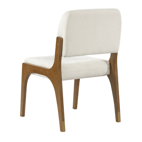 English Elm Mid-Century Upholstered Rubberwood Dining Chair Set with Gold Leg Caps and Splayed Base Beige+Walnut N768P489282W
