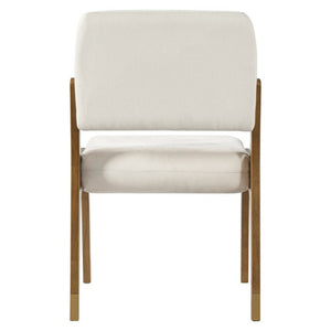 English Elm Mid-Century Upholstered Rubberwood Dining Chair Set with Gold Leg Caps and Splayed Base Beige+Walnut N768P489282W