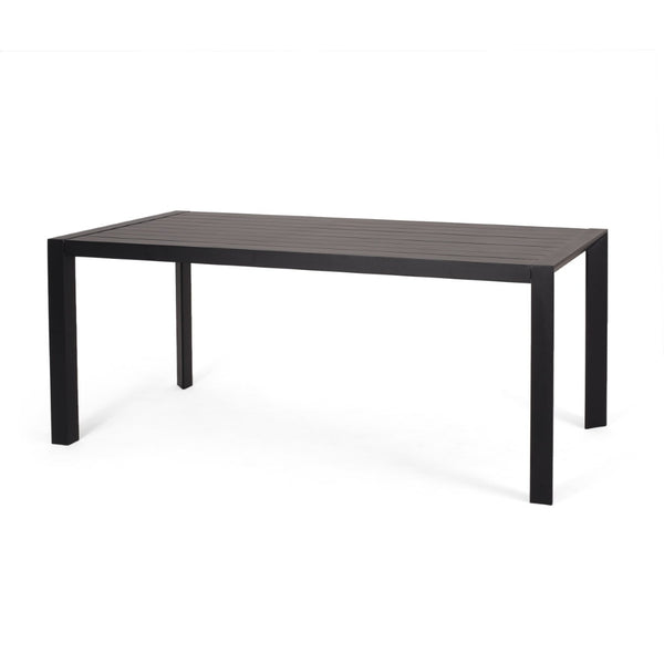 English Elm Templin Slatted Aluminum Outdoor Dining Table Weather Resistant Matte Finish Patio N768P491921B