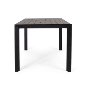 English Elm Templin Slatted Aluminum Outdoor Dining Table Weather Resistant Matte Finish Patio N768P491921B