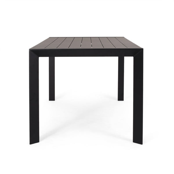 English Elm Templin Slatted Aluminum Outdoor Dining Table Weather Resistant Matte Finish Patio N768P491921B