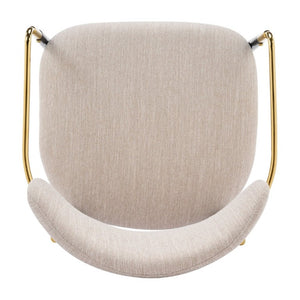 English Elm Modern Iron Dining Chairs Set of 2 Beige Upholstered with Gold Tone Armrests N768P496330B