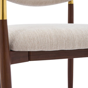 English Elm Modern Iron Dining Chairs Set of 2 Upholstered Seat Gold Walnut Two Tone Frame N768P496330W