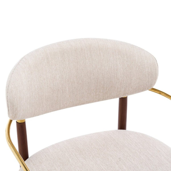 English Elm Modern Iron Dining Chairs Set of 2 Upholstered Seat Gold Walnut Two Tone Frame N768P496330W