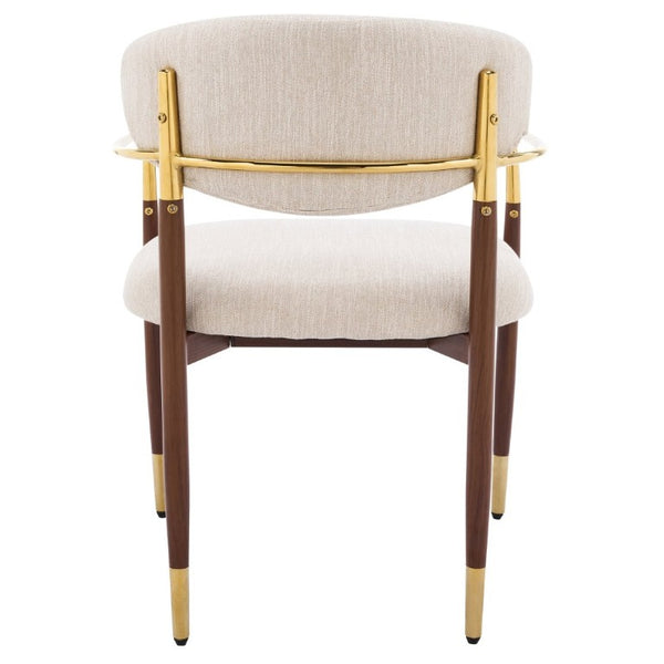 English Elm Modern Iron Dining Chairs Set of 2 Upholstered Seat Gold Walnut Two Tone Frame N768P496330W