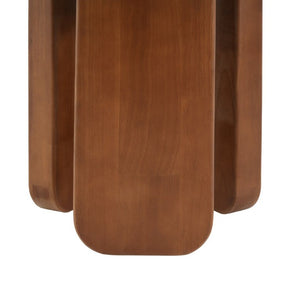 English Elm Minimalist Rubberwood Round Side Table with Walnut Grain Finish and Sculptural Three Post Base N768P505748W