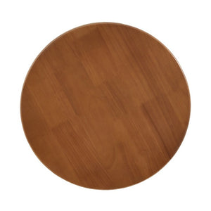 English Elm Minimalist Rubberwood Round Side Table with Walnut Grain Finish and Sculptural Three Post Base N768P505748W
