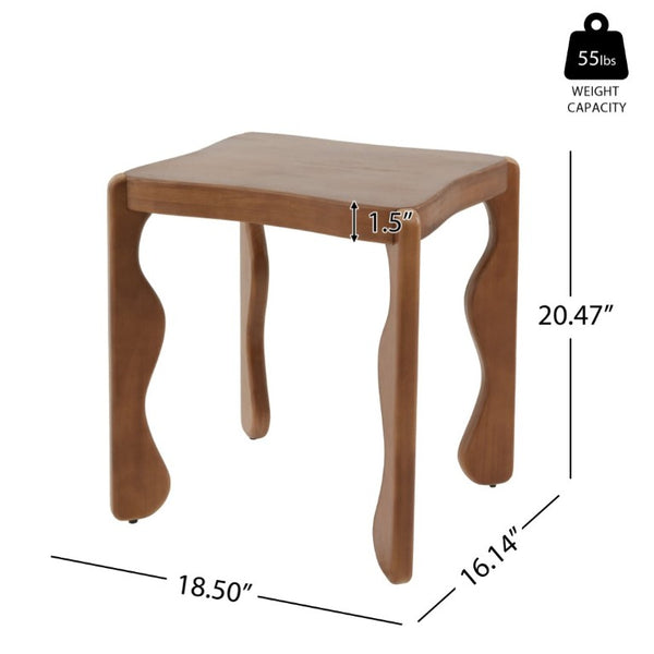 English Elm Walnut Rubberwood Sculptural Side Table with Wavy Legs for Living Room or Bedroom N768P505749W
