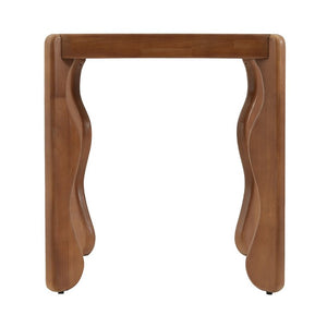 English Elm Walnut Rubberwood Sculptural Side Table with Wavy Legs for Living Room or Bedroom N768P505749W
