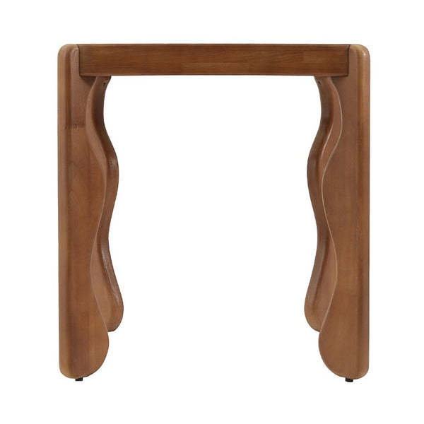 English Elm Walnut Rubberwood Sculptural Side Table with Wavy Legs for Living Room or Bedroom N768P505749W