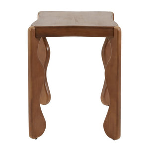 English Elm Walnut Rubberwood Sculptural Side Table with Wavy Legs for Living Room or Bedroom N768P505749W