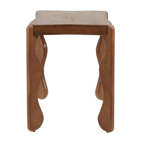 English Elm Walnut Rubberwood Sculptural Side Table with Wavy Legs for Living Room or Bedroom N768P505749W