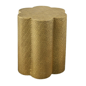 English Elm Luxury Hammered Iron Petal Side Table Antique Gold Sculptural Accent for Patio or Home N768P505757G