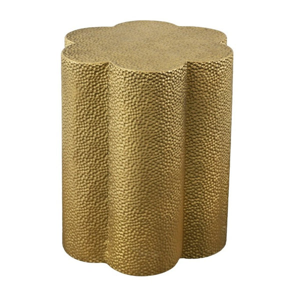 English Elm Luxury Hammered Iron Petal Side Table Antique Gold Sculptural Accent for Patio or Home N768P505757G