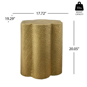 English Elm Luxury Hammered Iron Petal Side Table Antique Gold Sculptural Accent for Patio or Home N768P505757G