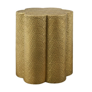 English Elm Luxury Hammered Iron Petal Side Table Antique Gold Sculptural Accent for Patio or Home N768P505757G