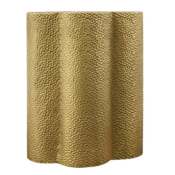 English Elm Luxury Hammered Iron Petal Side Table Antique Gold Sculptural Accent for Patio or Home N768P505757G