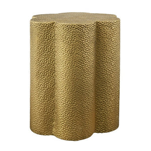 English Elm Luxury Hammered Iron Petal Side Table Antique Gold Sculptural Accent for Patio or Home N768P505757G