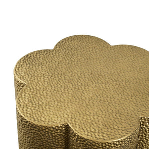 English Elm Luxury Hammered Iron Petal Side Table Antique Gold Sculptural Accent for Patio or Home N768P505757G