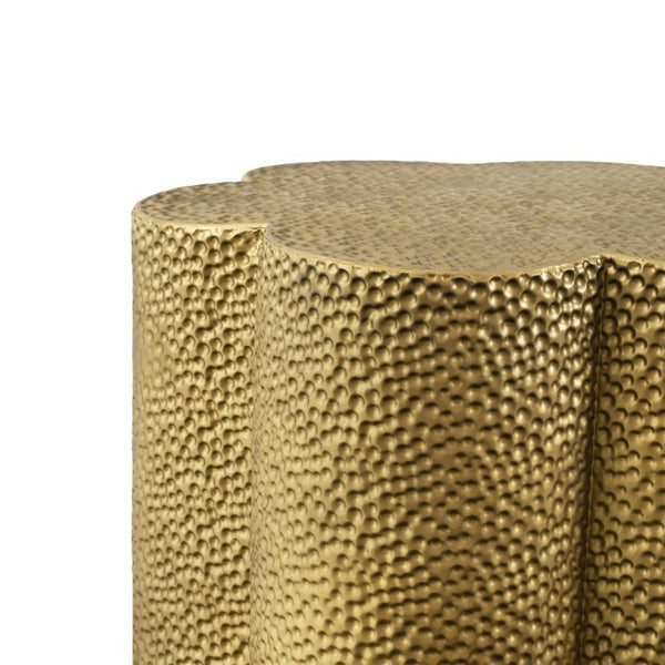 English Elm Luxury Hammered Iron Petal Side Table Antique Gold Sculptural Accent for Patio or Home N768P505757G