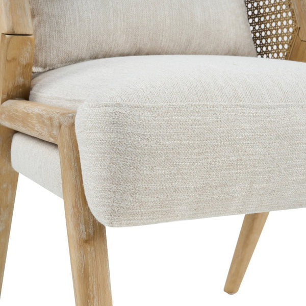 English Elm Uholstered Rubberwood Dining Chairs with Rattan Cane Back and Lumbar Pillow Set of 2 N768P508268N