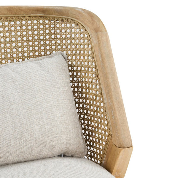 English Elm Uholstered Rubberwood Dining Chairs with Rattan Cane Back and Lumbar Pillow Set of 2 N768P508268N