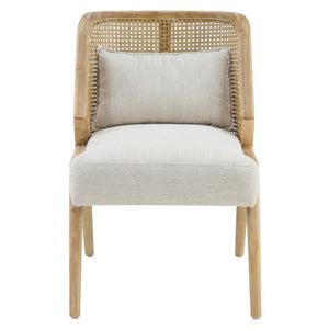 English Elm Uholstered Rubberwood Dining Chairs with Rattan Cane Back and Lumbar Pillow Set of 2 N768P508268N