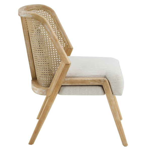 English Elm Uholstered Rubberwood Dining Chairs with Rattan Cane Back and Lumbar Pillow Set of 2 N768P508268N