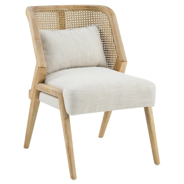 English Elm Uholstered Rubberwood Dining Chairs with Rattan Cane Back and Lumbar Pillow Set of 2 N768P508268N
