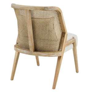 English Elm Uholstered Rubberwood Dining Chairs with Rattan Cane Back and Lumbar Pillow Set of 2 N768P508268N