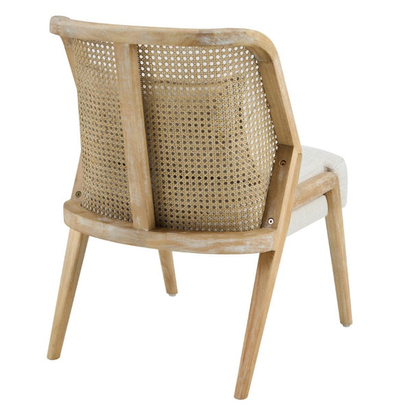 English Elm Uholstered Rubberwood Dining Chairs with Rattan Cane Back and Lumbar Pillow Set of 2 N768P508268N