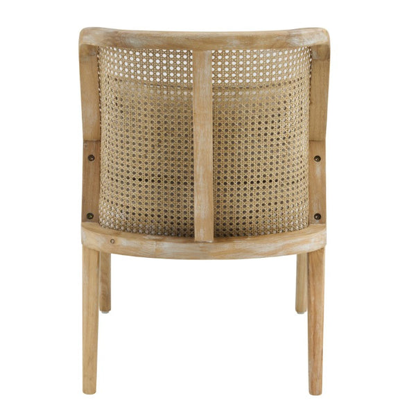 English Elm Uholstered Rubberwood Dining Chairs with Rattan Cane Back and Lumbar Pillow Set of 2 N768P508268N