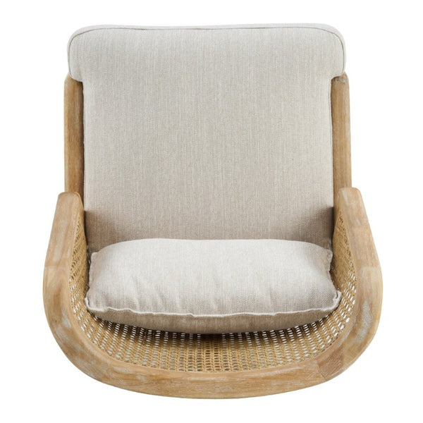 English Elm Uholstered Rubberwood Dining Chairs with Rattan Cane Back and Lumbar Pillow Set of 2 N768P508268N