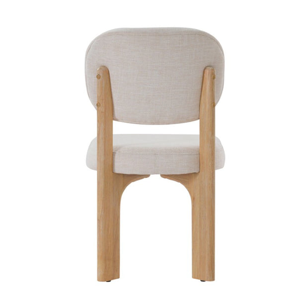English Elm Upholstered Beige Fabric Dining Side Chairs with Solid Rubberwood Legs Set of 2 N768P510448N
