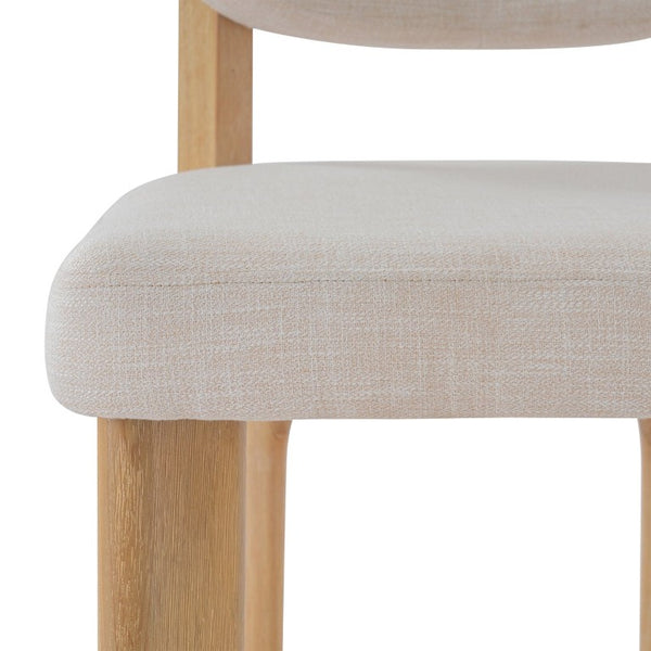 English Elm Upholstered Beige Fabric Dining Side Chairs with Solid Rubberwood Legs Set of 2 N768P510448N