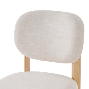 English Elm Upholstered Beige Fabric Dining Side Chairs with Solid Rubberwood Legs Set of 2 N768P510448N