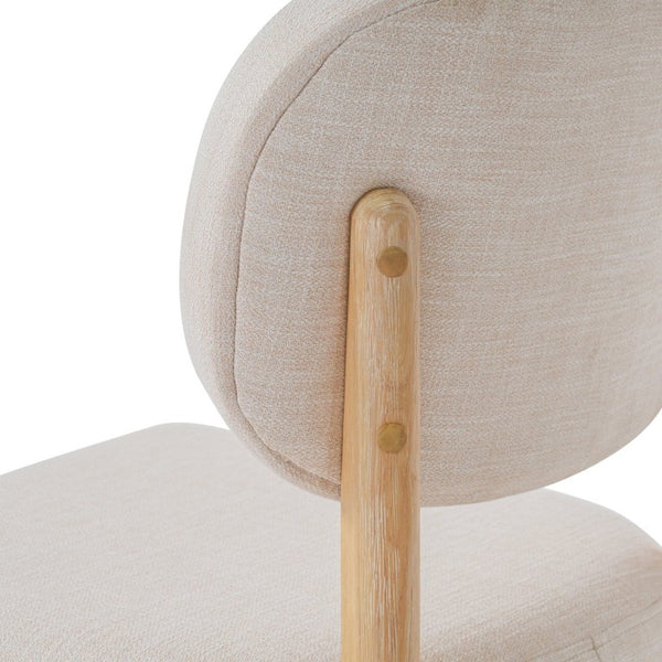 English Elm Upholstered Beige Fabric Dining Side Chairs with Solid Rubberwood Legs Set of 2 N768P510448N