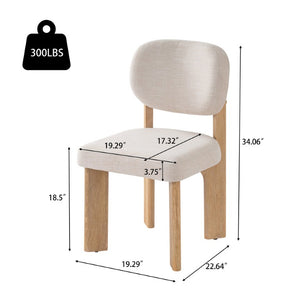 English Elm Upholstered Beige Fabric Dining Side Chairs with Solid Rubberwood Legs Set of 2 N768P510448N