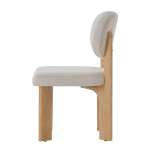 English Elm Upholstered Beige Fabric Dining Side Chairs with Solid Rubberwood Legs Set of 2 N768P510448N