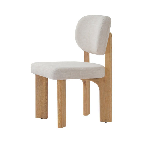 English Elm Upholstered Beige Fabric Dining Side Chairs with Solid Rubberwood Legs Set of 2 N768P510448N