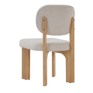English Elm Upholstered Beige Fabric Dining Side Chairs with Solid Rubberwood Legs Set of 2 N768P510448N