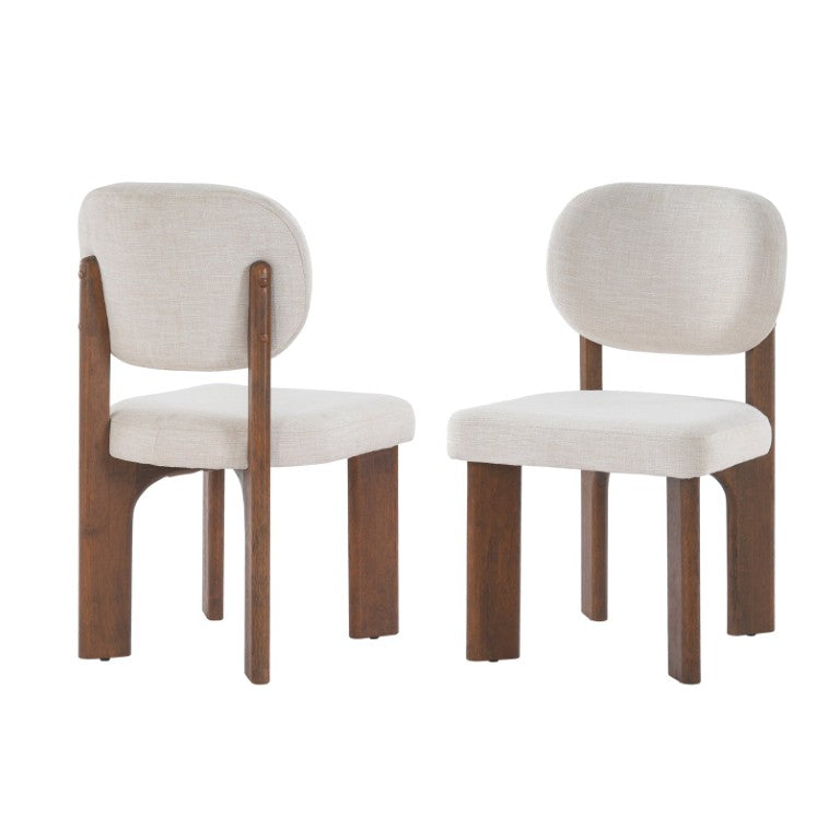 English Elm Upholstered Fabric Dining Chairs Set of 2 with Solid Rubberwood Legs and Cushioned Seats N768P510448W